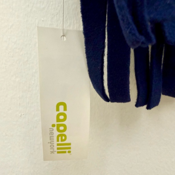 Capelli Of New York Navy Blue Scarf With Fringe Detail Cozy Unisex 64 Inches New - Picture 3 of 5